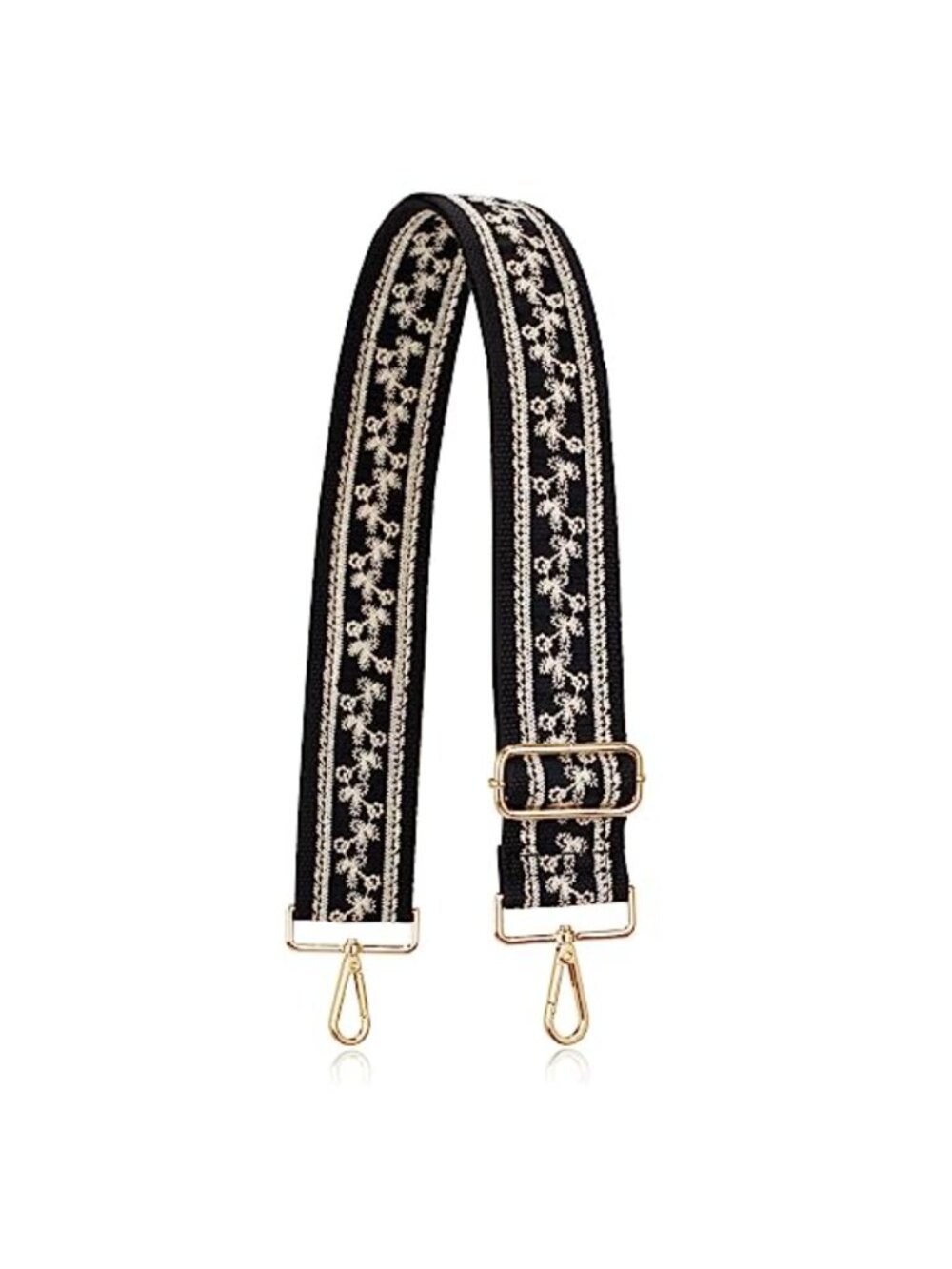 2" Wide Adjustable Embroidered Lace Sequins Purse Strap Crossbody Replacement